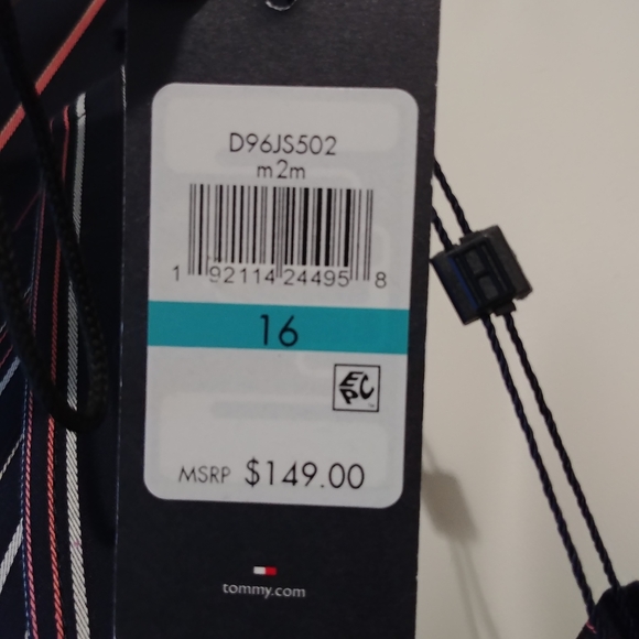 NWT Tommy Hilfiger Navy Blue Pink Cream Pin Striped Classy Blazer - Picture 7 of 13